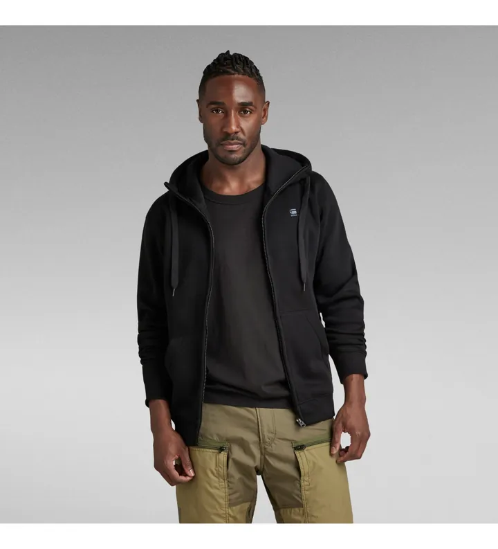 G-Star para hombre. D16122-C235-6484 Sudadera con Capucha Premium Core Zip negro (L), Casual, Algodón, Manga larga