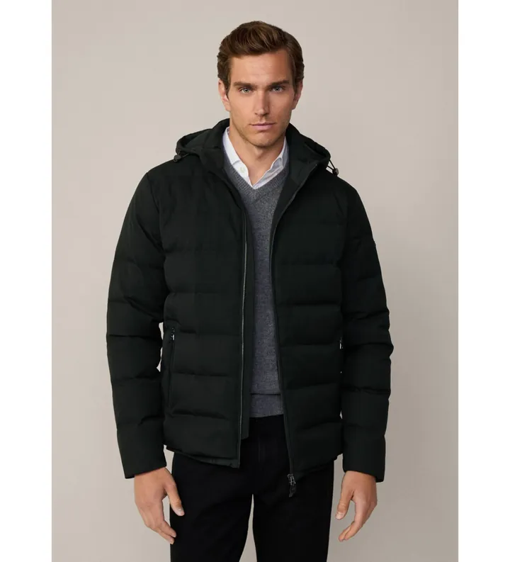 Hackett London para hombre. HM403217 Abrigo Híbrido Puffer verde oscuro (M), Casual, Poliéster Reciclado, Sostenible