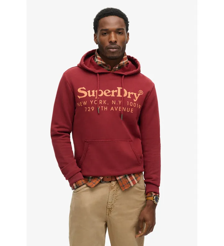 Superdry para hombre. M2013690A Sudadera Tonal Venue rojo (L), Casual, Algodón