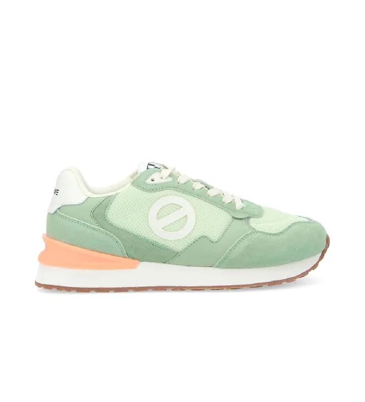 NO NAME para mujer. QNIPSM0 Zapatillas de piel y malla Tova Runner con suela ligera verde (36), Plano, Cordones, Casual
