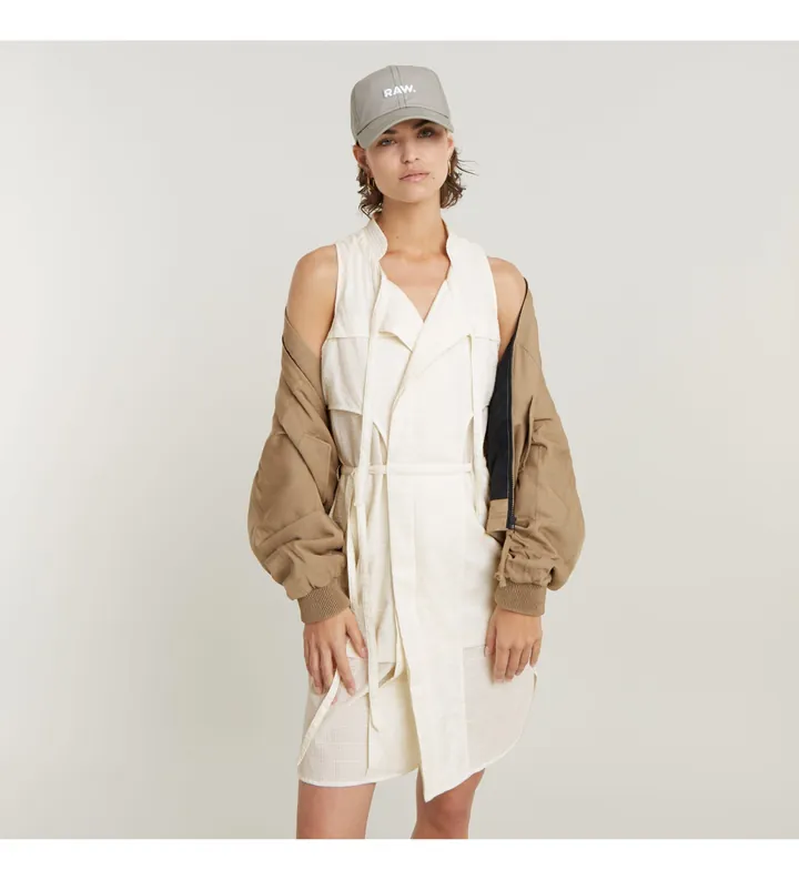 G-Star para mujer. D24621-D591-1284 Vestido Sin Mangas Short blanco (S), Casual, Algodón, Sin mangas / Tirantes