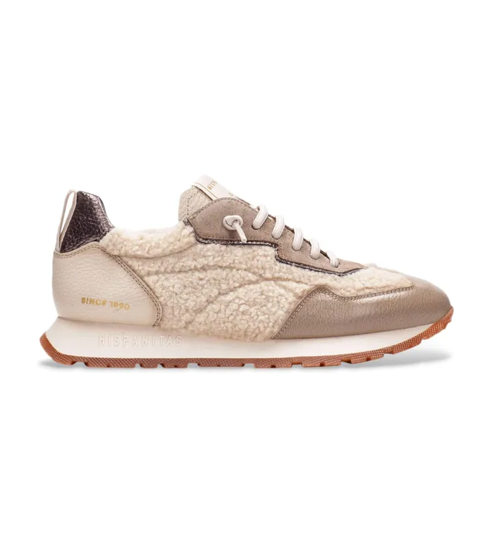 Hispanitas para mujer. HI254209 Zapatillas de Piel Kansas beige (36), Plano, 1 a 3cm, Cordones, Casual