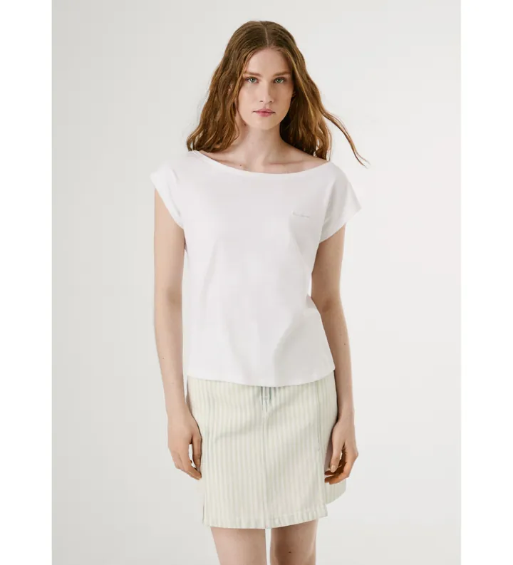 Pepe Jeans para mujer. PL506117 Camiseta Alice blanco (L), Casual, Algodón, Manga corta