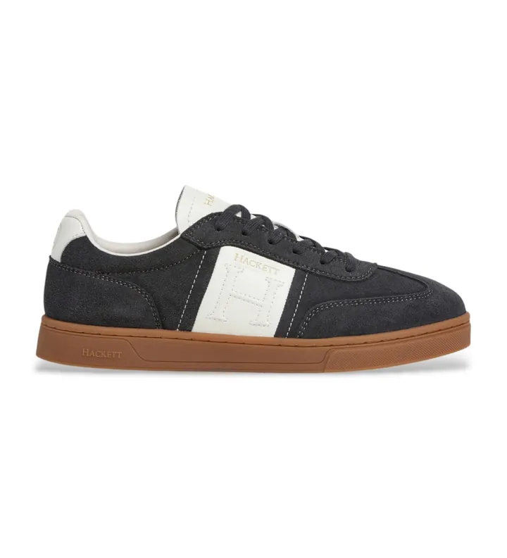 Hackett London para hombre. HMS200054 Zapatillas de Piel Harper League negro (40), Plano, Cordones, Casual