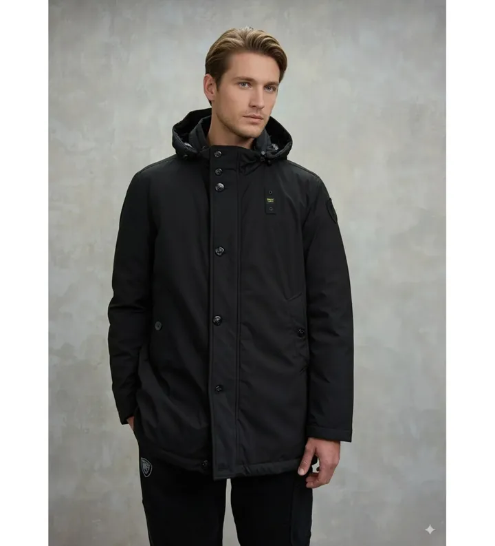 Blauer para hombre. 25WBLUK03142 Parka con capucha extraíble Chester negro (L), Casual, Poliéster