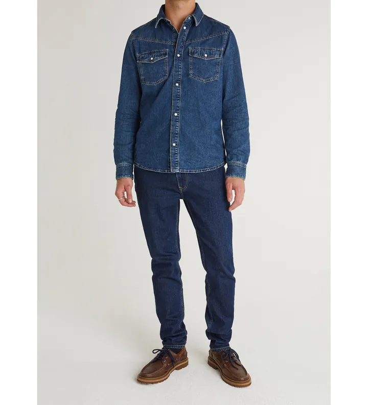 Pepe Jeans para hombre. PM30909155U0 Camisa Authentic Shirt Brooks denim azul (L), Casual, Manga larga