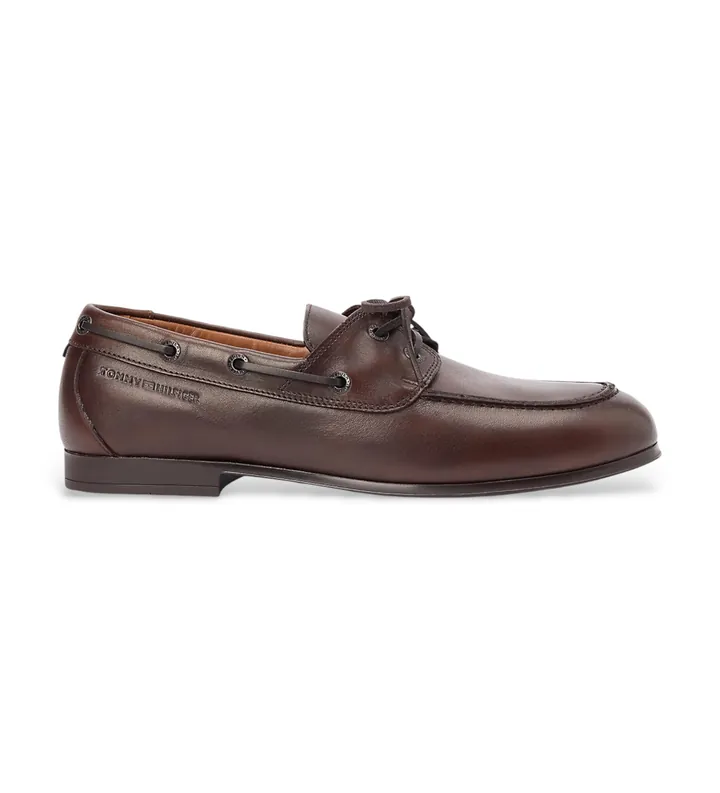 Tommy Hilfiger para hombre. FM0FM05748 Náuticos de Piel Emilio marrón (41), Plano, Cordones, Casual