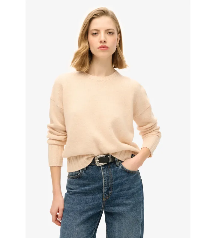 Superdry para mujer. W6110567A Jersey Essential beige (XL), Casual, Poliéster, Acrílico