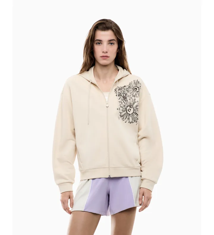 EA7 para mujer. 7W001000_AF20758 Sudadera con capucha Graphic Series en beige (L), Casual, Algodón, Manga larga