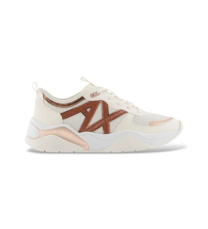 A|X Armani Exchange para mujer. XW002230AF21432MZ431 Zapatillas Big Logo blanco (35), Ecopiel, Azul, 3 a 5cm, Cordones, Casual