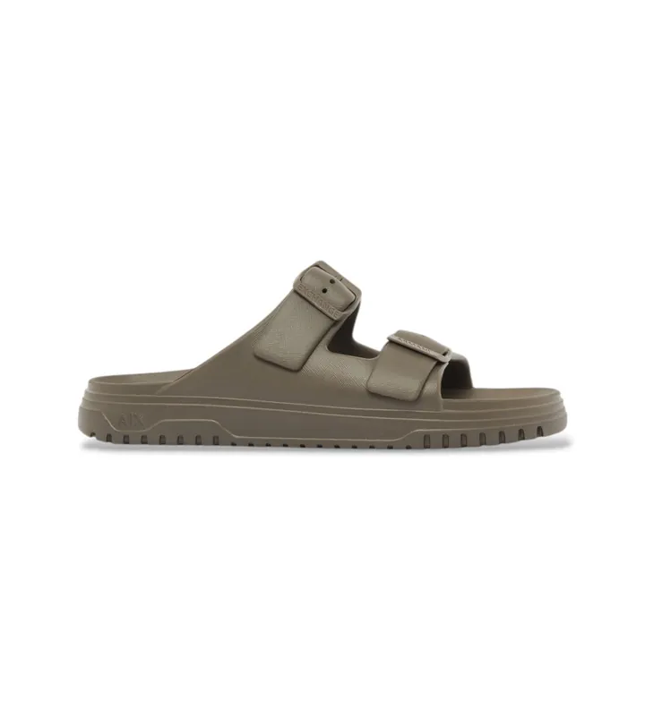 A|X Armani Exchange para hombre. XUP015XV821U6200 Sandalias Xup marrón verdoso (39), Plano, Ninguno, Casual