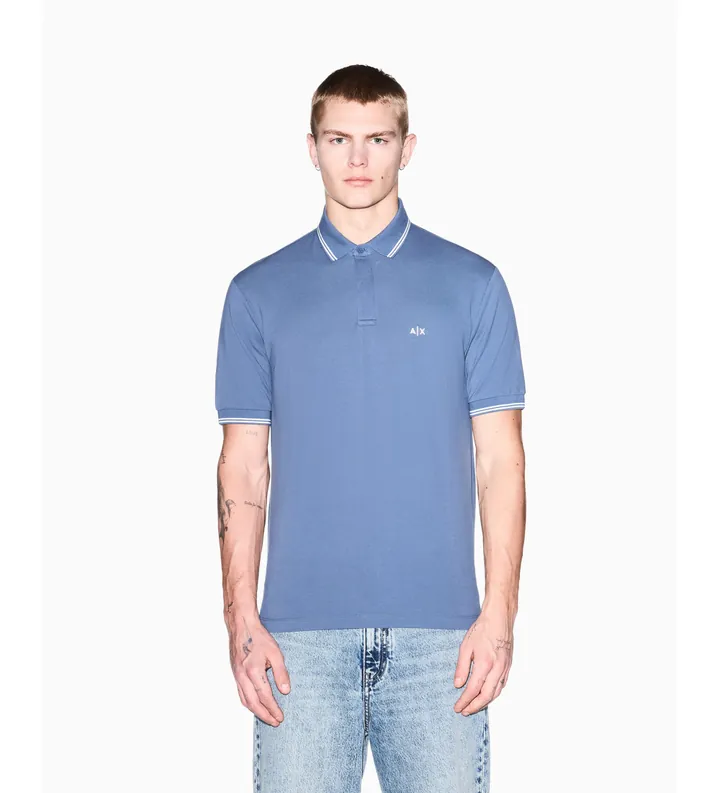 A|X Armani Exchange para hombre. XM001287AF17321U9302 Polo Basic azul (L), Casual, Algodón, Manga corta