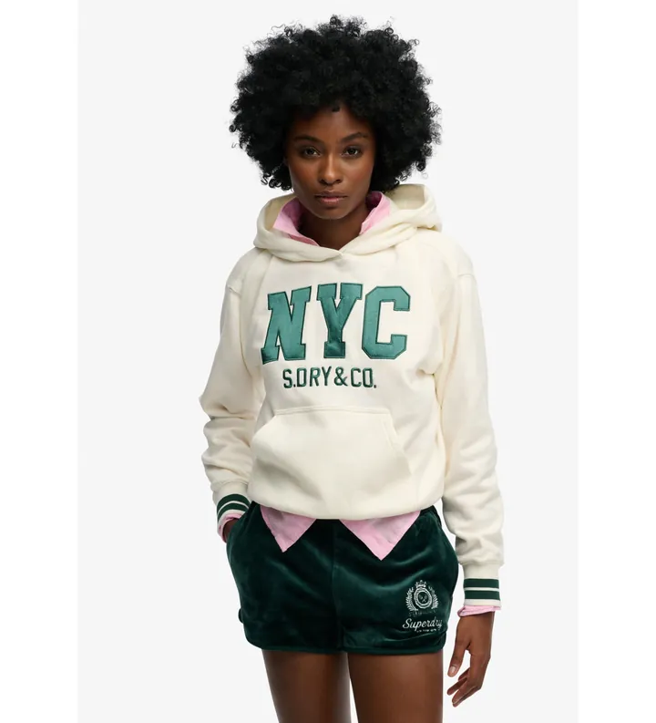 Superdry para mujer. W2012601A Sudadera Country Club Varsity beige (L), Casual, Algodón