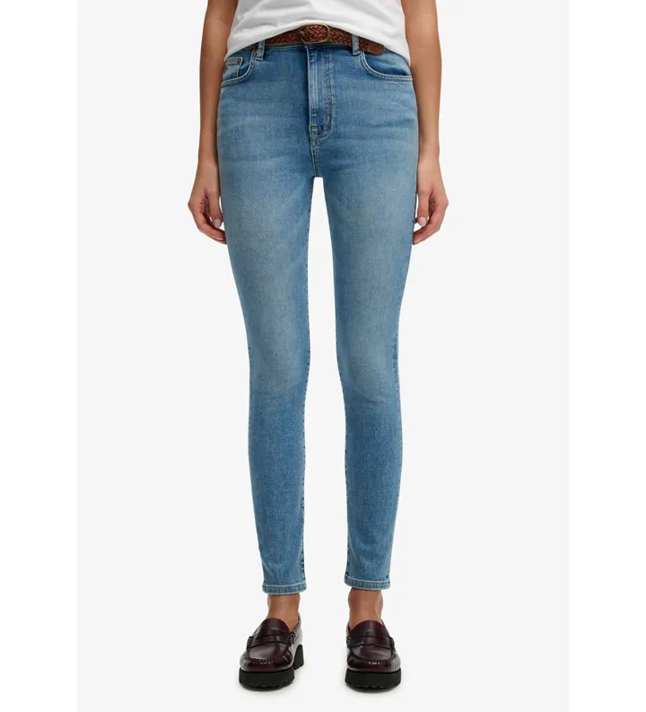 Superdry para mujer. W7011257A Jeans High Rise Skinny azul (24/32), Casual, Algodón, Denim