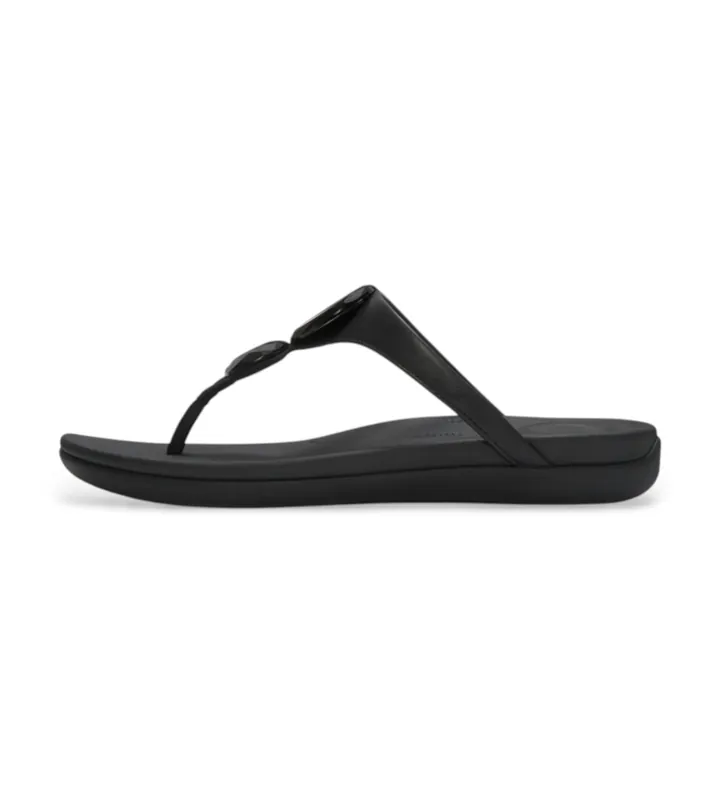 Fitflop para mujer. A5W-001 Sandalias Solay Glossy-Disc Toe negro (36), Piel, Plano, Ninguno, Casual