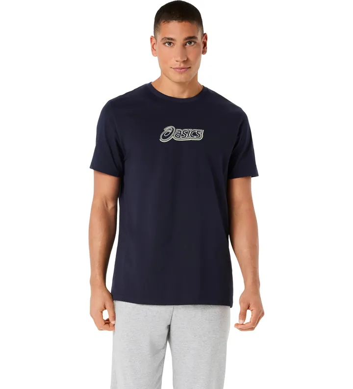 Asics para hombre. 2031F334 Camiseta Logo Graphic marino (L), Casual, Algodón, Manga corta