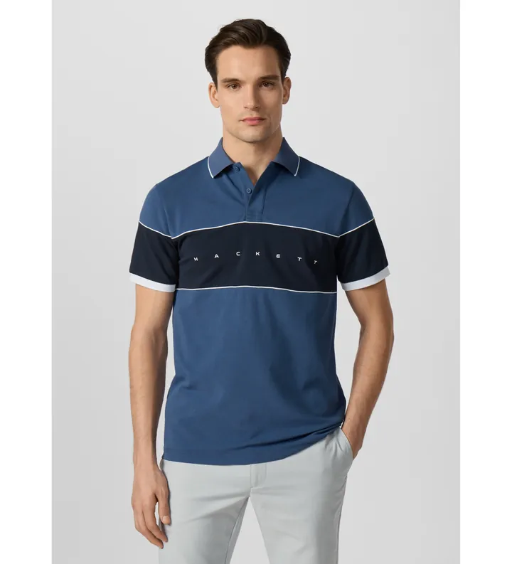 Hackett London para hombre. HM5600192 Polo Hs Multi azul (L), Casual, Algodón, Manga corta