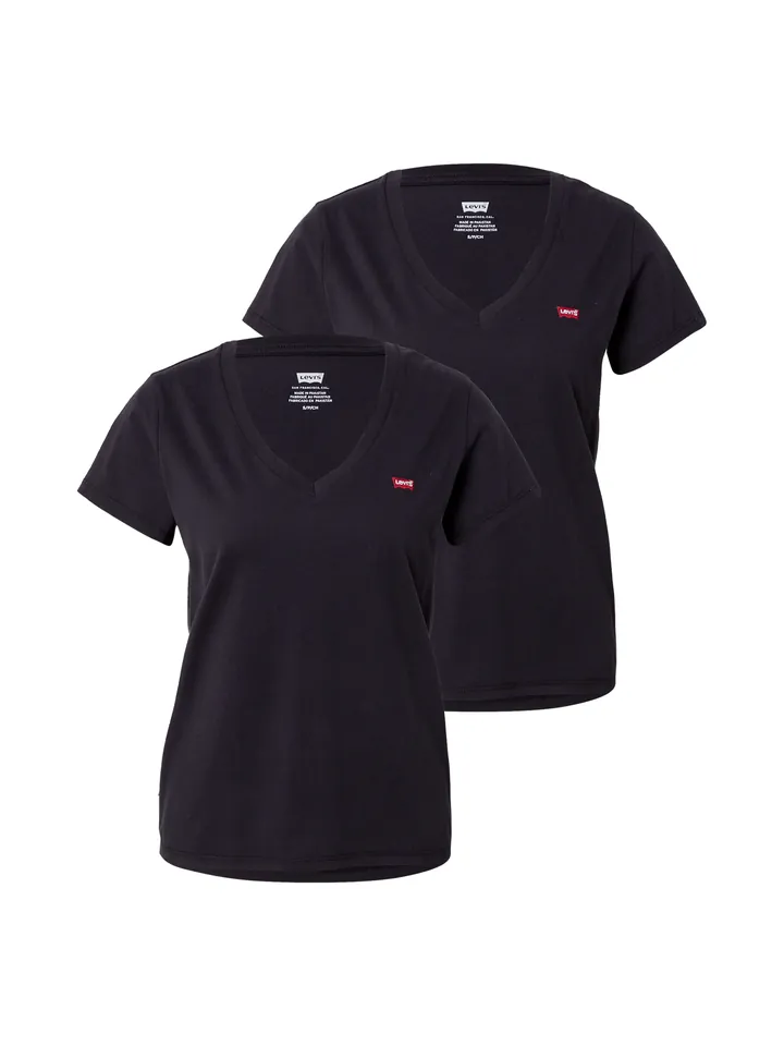 LEVI'S ® Camiseta 'Perfect V-Neck Tee (2-Pack)' rojo / negro / blanco