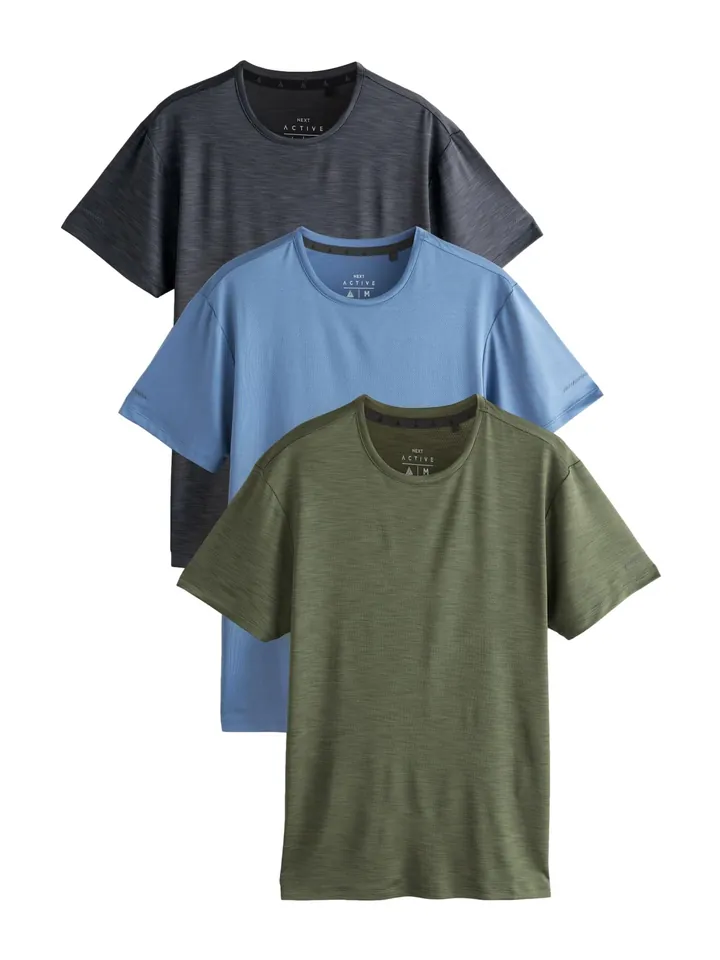 Next Camiseta funcional azul / oliva / negro moteado