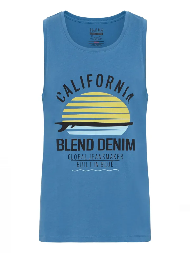 BLEND Camiseta 'Cali' azul oscuro / amarillo / negro