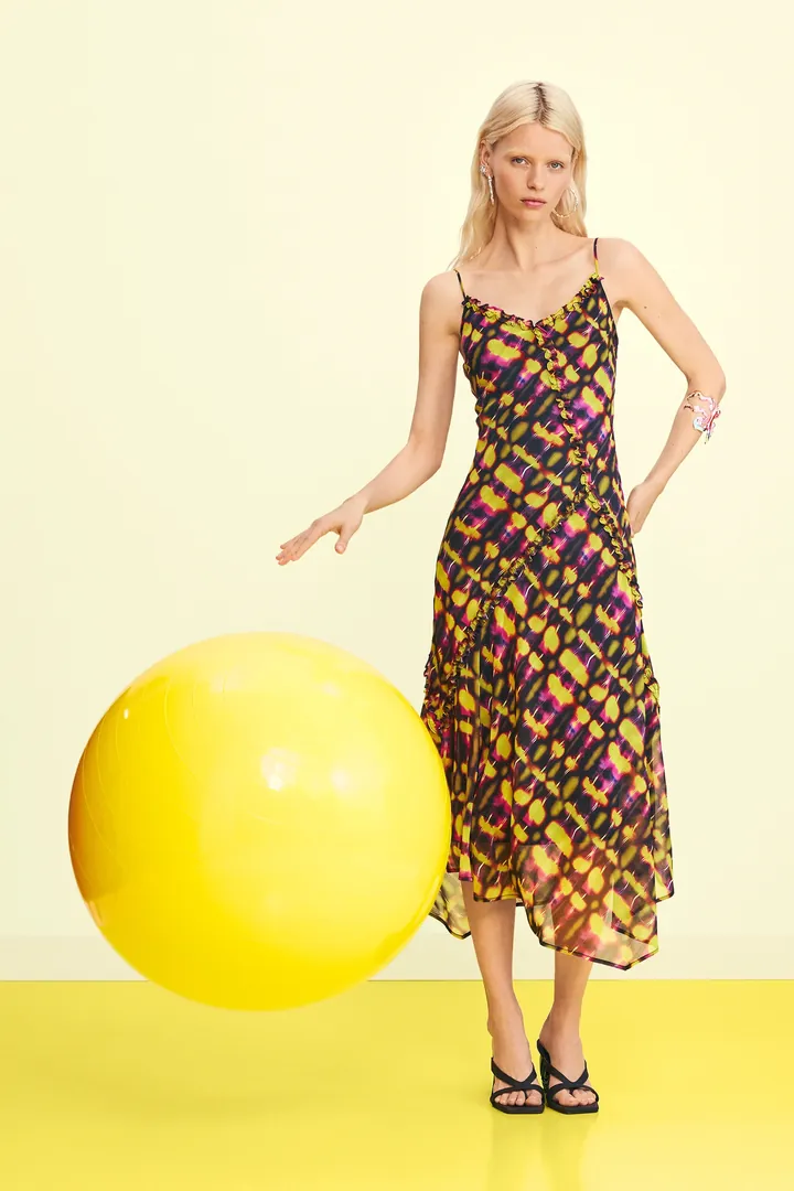 Desigual, Vestido midi tirantes, Mujer, Poliester, Verde, L