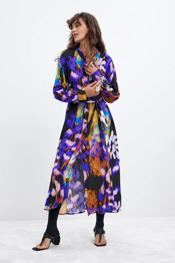 Desigual, Vestido Manga Larga M. C. Lacroix, Mujer, Viscosa, Negro, L