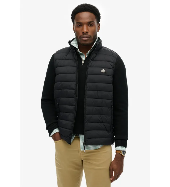 Superdry para hombre. M5012341A Chaleco Fuji Lite Padded negro (3XL), Casual, Sostenible, Nylon reciclado