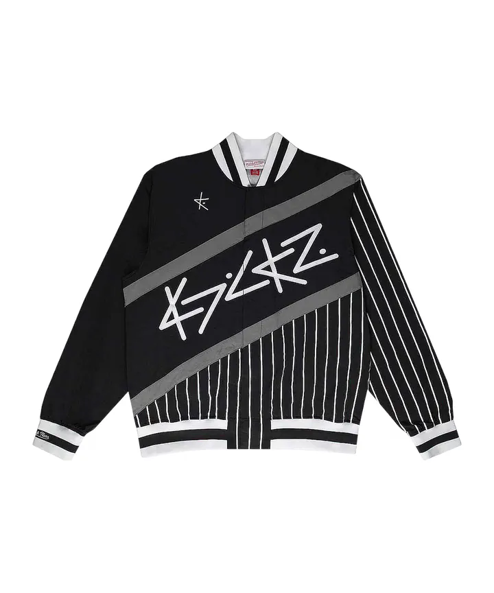Mitchell & Ness Sudadera con cremallera deportiva 'Mitchell and Ness x Kickz AWU'  negro / blanco