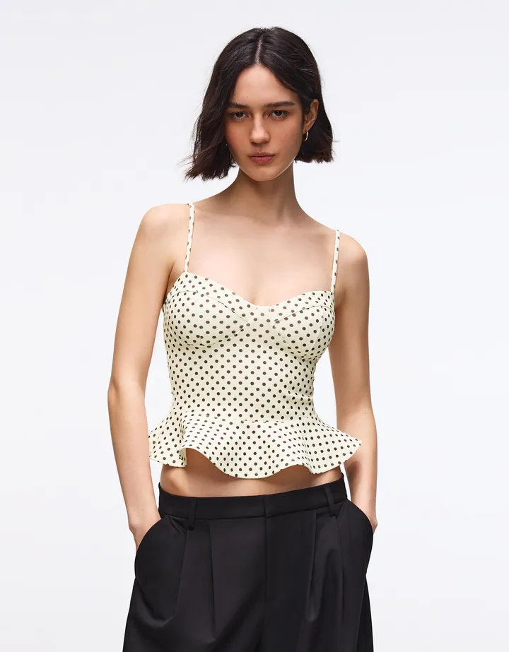 Bershka Top Peplum Corsé Mujer L Crudo