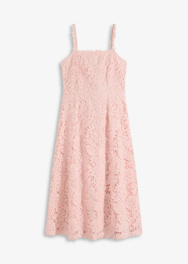 Vestido de encaje con tirantes decorados