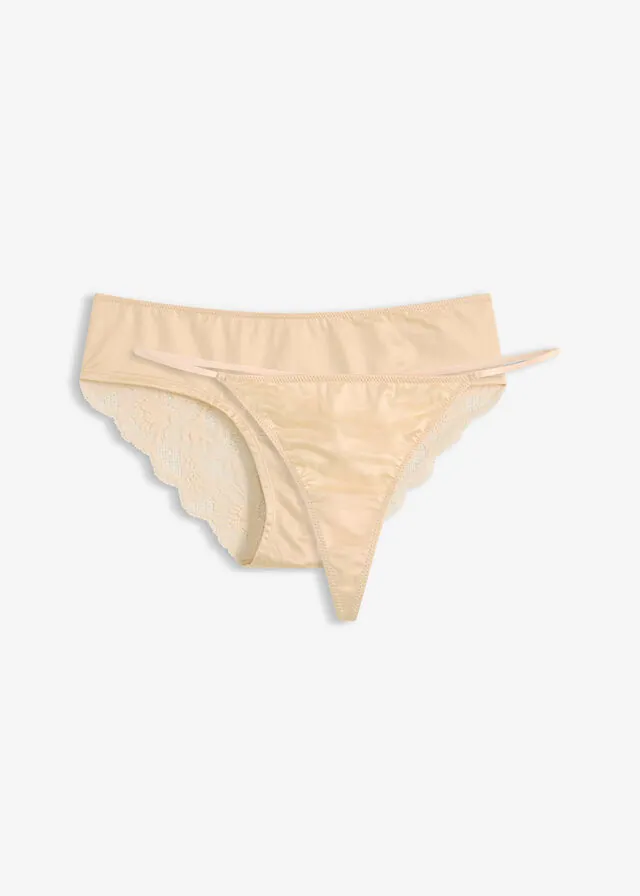 Braguita hipster + tanga con encaje suave (2 piezas)