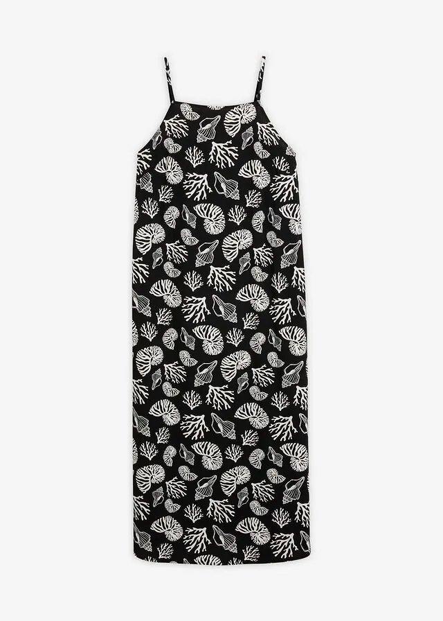 Vestido midi de mezcla de viscosa con estampado integral