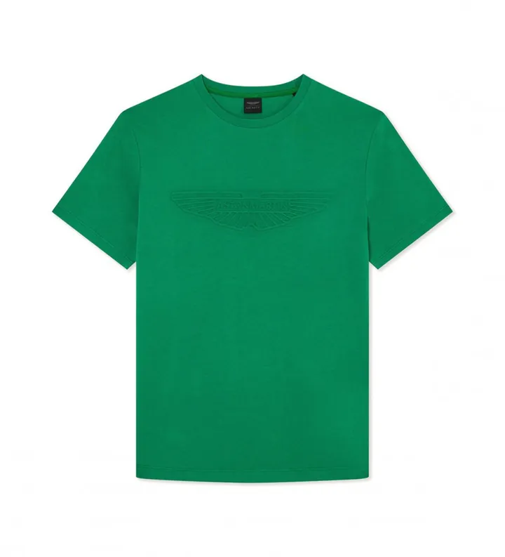Hackett London para hombre. HM500757 Camiseta AM Emboss verde (XS), Casual, Algodón, Manga corta