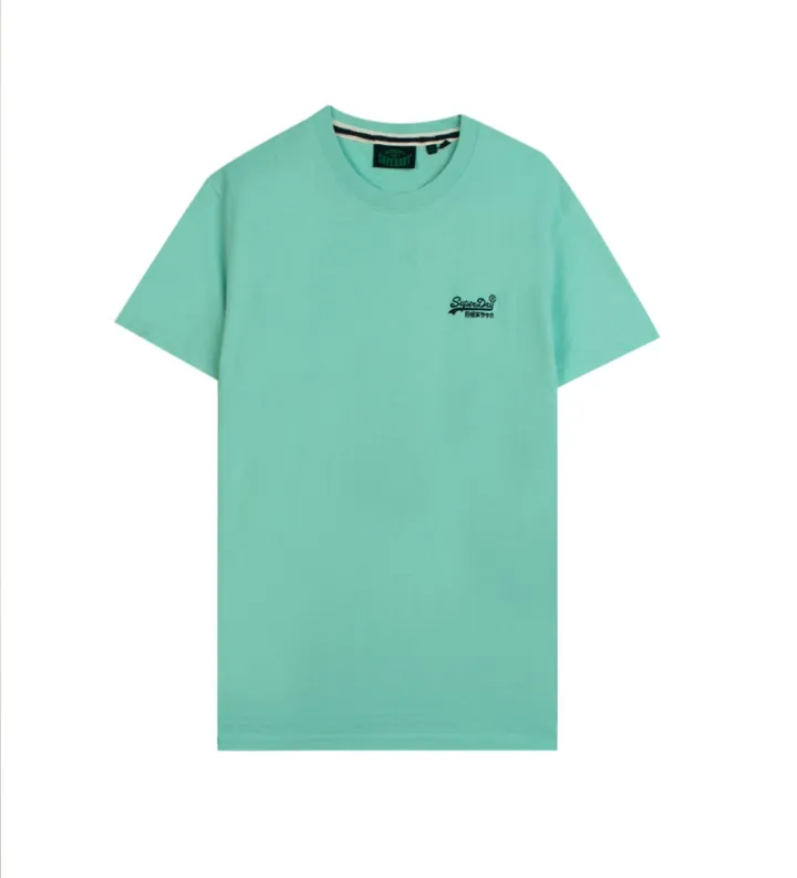 Superdry para hombre. M1011245A Camiseta Essential Logo verde. turquesa (M), Casual, Manga corta, Algodón Orgánico, Sostenible