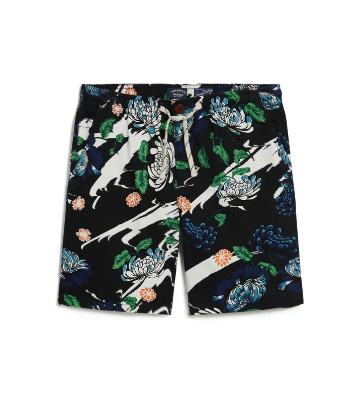 Superdry para hombre. M7110432A Pantalón corto Bermuda negro (L), Casual, Algodón