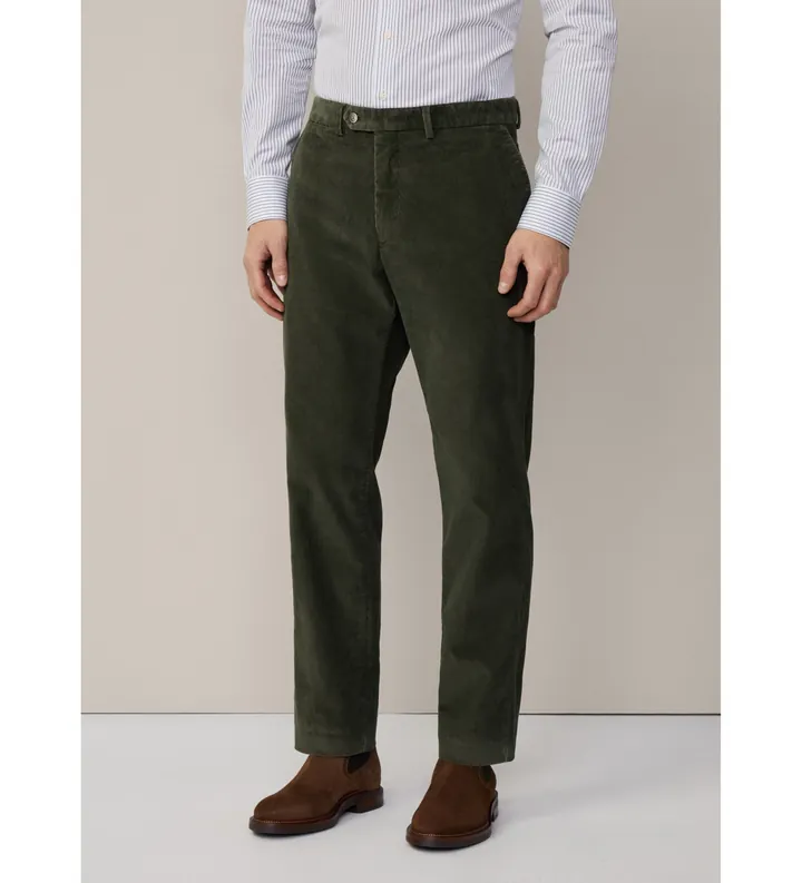 Hackett London para hombre. HM212656 Pantalón chino Pigment Cord verde (32/32), Casual, Algodón