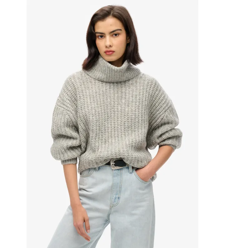 Superdry para mujer. W6110582A Jersey Brushed Rib gris (L/XL), Casual, Acrílico