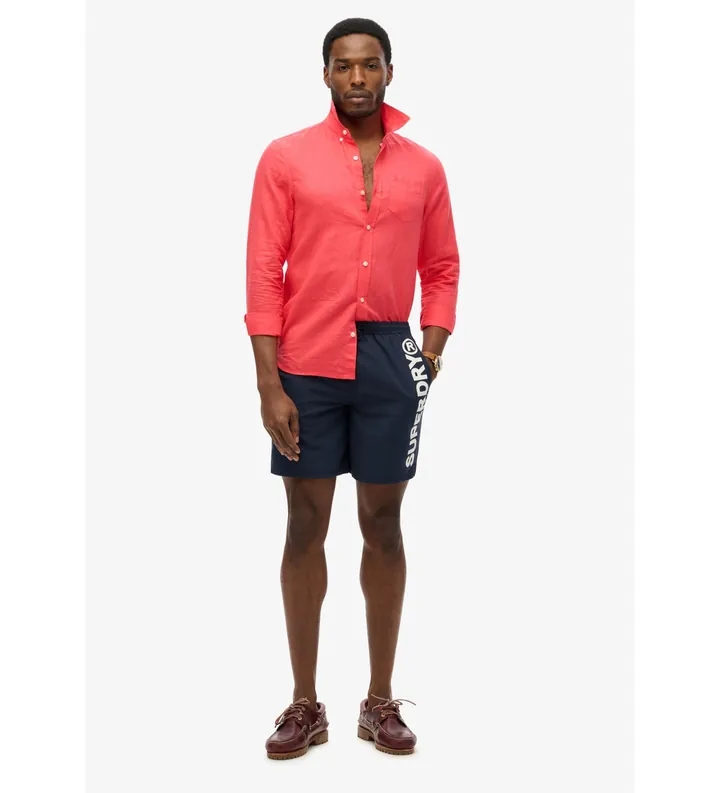Superdry para hombre. M3010248A Bañador de 43,2 cm con gráfico deportivo (S), Beachwear, Poliéster, Marino
