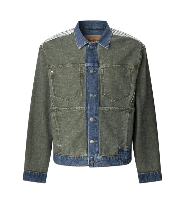 Pepe Jeans para hombre. PM403155 Cazadora reversible W11 azul, verde (L), Casual, Algodón, Denim, Sostenible