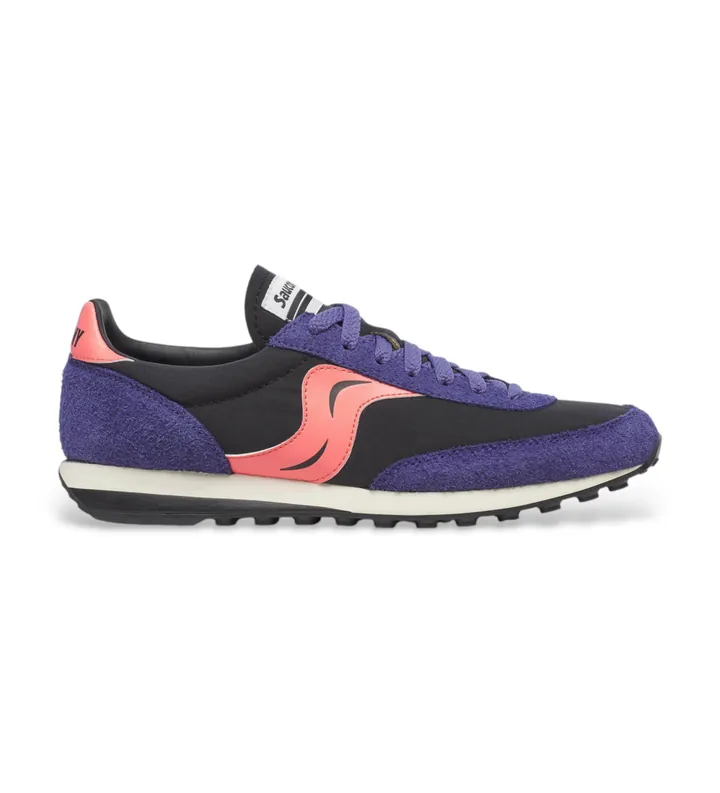 Saucony para hombre. S70883-6 Zapatillas de Piel Trainer 80 Original lila, negro (40), Plano, Cordones, Casual