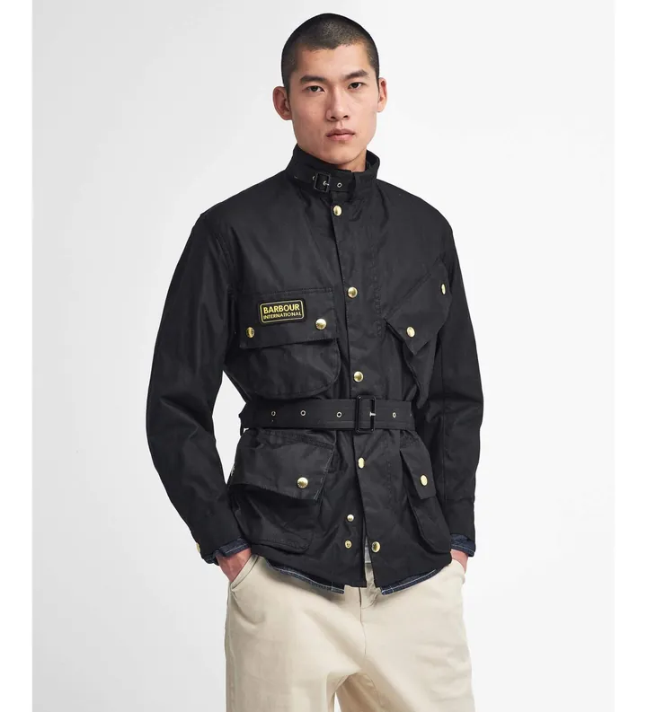 Barbour international para hombre. MWX0004 Chaqueta International Original Waxed negro (36), Casual, Algodón