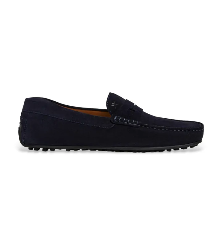 Hackett London para hombre. HMS200080 Mocasines de Piel Driver Saddle marino (42), Plano, Ninguno, Casual, Fiesta, Clásico