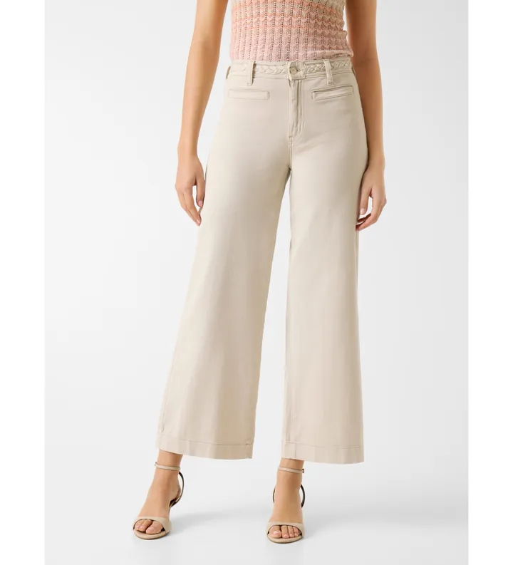 Guess para mujer. W6GB15W1886 Pantalón chino de pierna ancha beige (32), Casual, Algodón