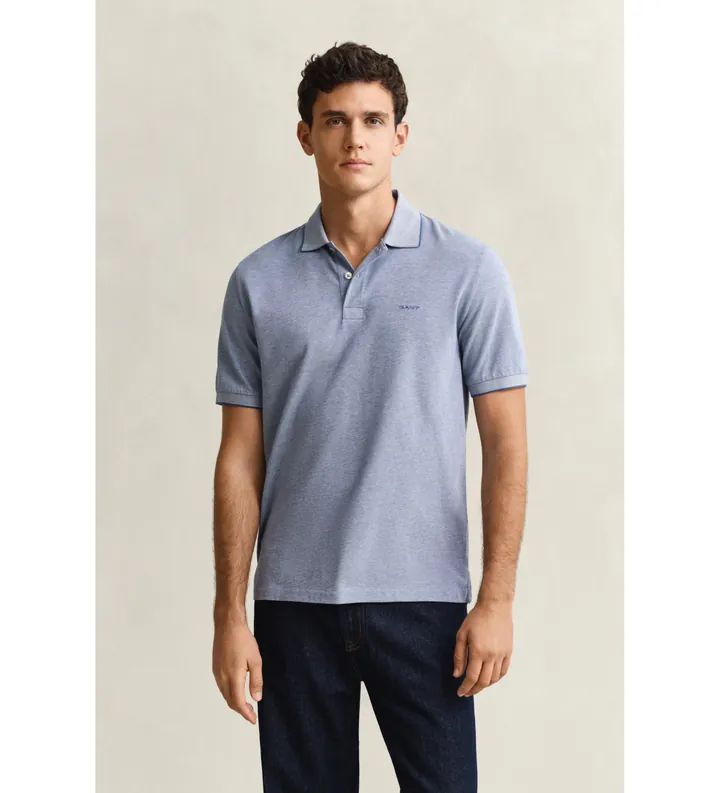 Gant para hombre. 2014102 Polo en dos tonos azul (L), Casual, Algodón, Manga corta