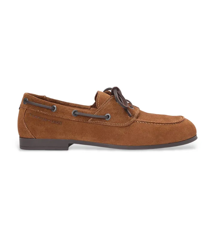 Tommy Hilfiger para hombre. FM0FM05863 Náuticos de Piel con suela flexible marrón (41), Plano, Cordones, Casual