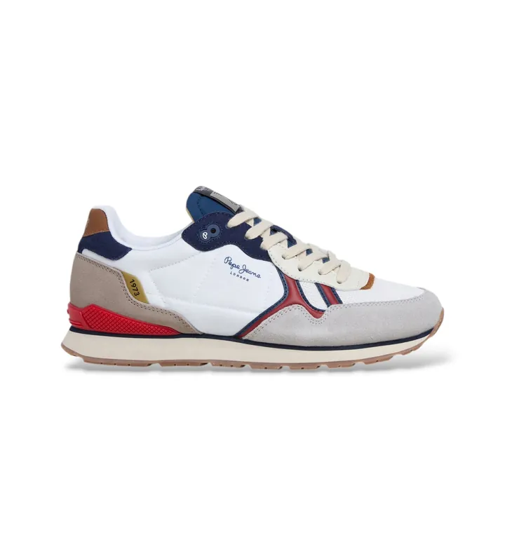 Pepe Jeans para hombre. PMS400026 Zapatillas Brit Active blanco (40), Plano, Cordones, Casual
