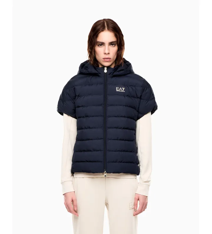 EA7 para mujer. 7W000477_AF12476 Chaqueta Puffer Core Lady Gris (L), Casual, Deportivo, Sportswear, Multideporte, Poliéster, Manga corta, Si