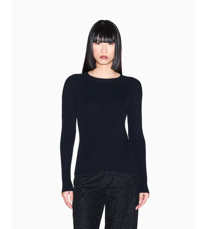 A|X Armani Exchange para mujer. XW001883AF10352UC001 Jersey Raglán negro (L), Casual, Viscosa, Manga larga