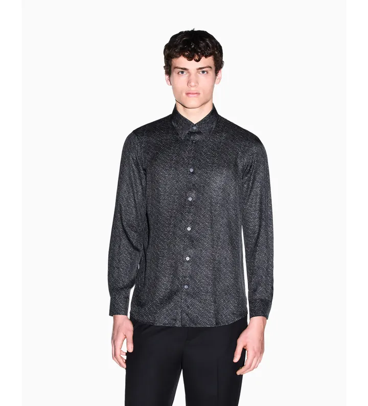 A|X Armani Exchange para hombre. XM002280AF13235FC304 Camisa Technical negro (L), Casual, Viscosa, Manga larga