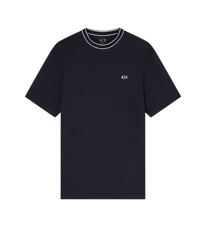 A|X Armani Exchange para hombre. XM002484AF21936UB101 Camiseta casual azul marino (L), Blanco, Algodón, Manga corta